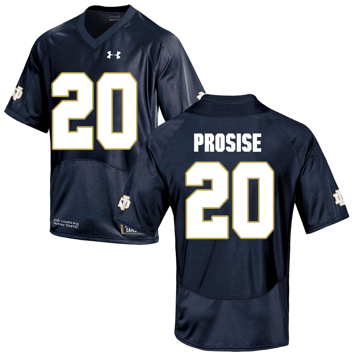 Men Norte Dame Fighting Irish #20 Prosise Navy Blue Customized NCAA Jerseys